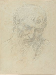 Kıvırcık Saçlı ve Sakallı Bir Adamın Başı by Alphonse Legros