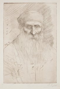 Uzun Sakallı Bir Adamın Başı by Alphonse Legros