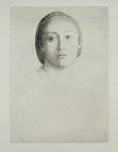 genç bir kızın başı by Alphonse Legros