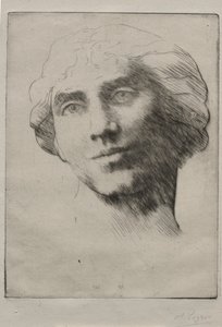 Genç Bir Kadının Başı by Alphonse Legros