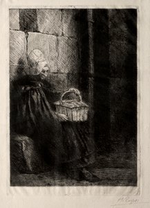 Sepetli Kadın denilen Boulogne Çevresinde Manzara by Alphonse Legros