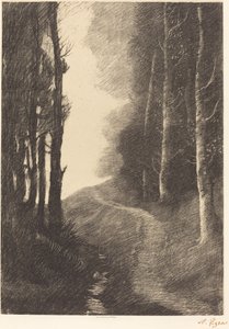 Huş Ağaçları ile Manzara by Alphonse Legros