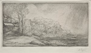 İki Ağaçlı Manzara by Alphonse Legros