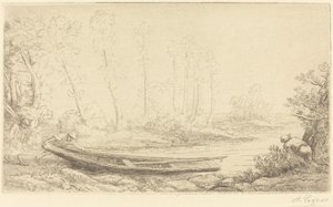 Puntlu Adam, Sağdaki Figür (Pecheurs des truites) by Alphonse Legros