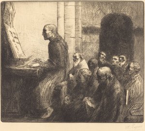 Kilisede Org Çalan Keşiş by Alphonse Legros