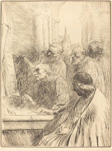 Kilisedeki Rahipler (Les moines a l'eglise) by Alphonse Legros