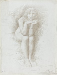 Çıplak Model Oturan. by Alphonse Legros
