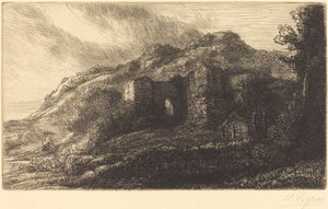 Bir Şato Harabeleri Kalenin kalıntıları. by Alphonse Legros