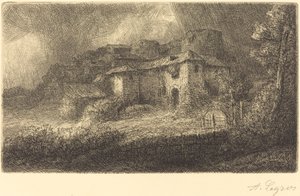 Bir Şato Harabeleri Kalenin kalıntıları. by Alphonse Legros