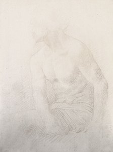 Oturan Erkek Çıplak (kağıt üzerinde kahverengi tebeşir) by Alphonse Legros