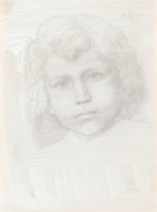 Bir Kızın Aşk Tanrısı Kafası Çalışması, 1904. by Alphonse Legros