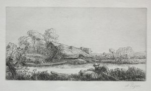 Nehirdeki Çiftlik (La Ferme Sur La Rivière: Akşam Etkisi) by Alphonse Legros