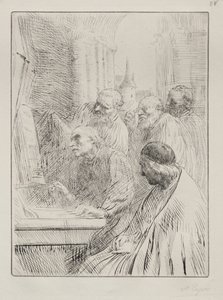 Kilisedeki Rahipler by Alphonse Legros