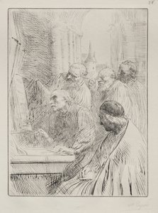 Kilisedeki Rahipler. by Alphonse Legros