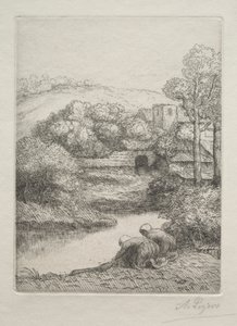 Çamaşır Kadınları Le Lavoir, Dite Les Laveuses olarak adlandırılan Çamaşırhane. by Alphonse Legros