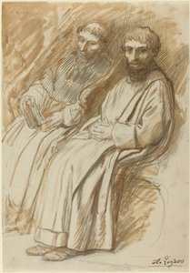 Bir Kilisede Oturan İki Keşiş. by Alphonse Legros