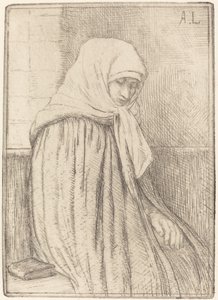 Kilisede Oturan Genç Köylü by Alphonse Legros