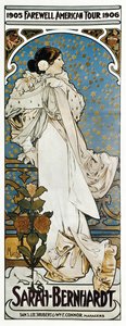 Sarah Bernhardt'ın Farewell American Tour'undan bir afiş by Alphonse Marie Mucha