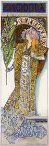 Eğlence. Gismonda, Victorien Sardou'nun Paris'teki Theatre de la Renaissance'ta Sarah Bernhardt'la oynadığı oyun. Poster: Mucha, Fransa