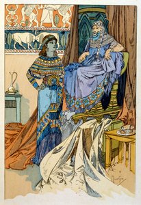 Paul Verola'nın üç perdelik bir şiiri olan "Rama"dan Alphonse Mucha'nın çizimi. yaklaşık 1898. Mucha (1860 – 1939). Çek Art Nouveau ressamıydı