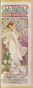 Aktris Sarah Bernhardt ile La Dame aux Camelias, Theatre de la Renaissance, Paris 1894 (poster) by Alphonse Marie Mucha