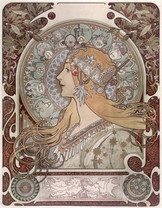 Zodyak - Alfons Marie Mucha (1860-1939). renkli litografi by Alphonse Mucha