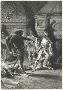 Clovis, Frankların Kralı olarak vasiyetini dayatıyor (gravür) by Alphonse Marie de (after) Neuville