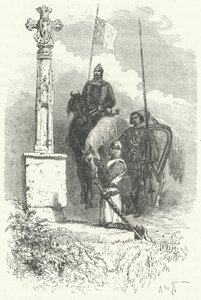 Leon Kralı I. Ferdinand bir Haç önünde dua ediyor by Alphonse Marie de (after) Neuville
