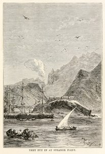 Louis Dumont (d. 1822) tarafından oyulmuş Jules Verne (1828-1905) tarafından "Seksen Günde Devriye" adlı eserinden Steamer Point