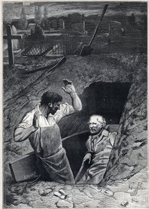 Bir diriliş neredeyse bir ölüm kadar korkutucudur: Fauchelevent ve Jean Valjean - Alphonse de Neuville (1836-1885) çizimi, Victor Hugo