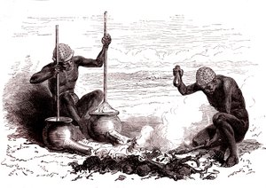 Latuka kabilesinden yerli demirciler. Güney Sudan by Alphonse Marie de Neuville