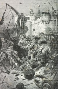 Simon 4 de montfort bir taş atılarak öldürüldü, toulouse by Alphonse Marie de Neuville