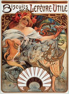 Alphonse Mucha (1860-1939) tarafından Bisküvi “” Lefevre-Utile”” için reklam afişi, 1897 - Lefevre Utile Bisküvi için Alphonse Mucha reklam afişi, 1897 Dim 44x61 cm - Özel koleksiyon