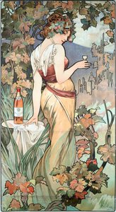 Alphonse Mucha (1860-1939) Konyak Bisquit için reklam afişi, Dubouche, 1899 - Alphonse Mucha “Konyak Bisquit, Dubouche” için reklam afişi , 1899 Sun 61x32 cm Özel koleksiyon