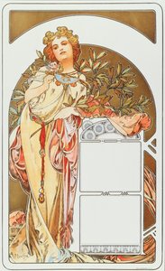 Alphonse Mucha (1860-1939) 1898 takvimi için reklam afişi - Dim 31x51 cm Alphonse Mucha takvimi için reklam afişi, 1898 - Özel koleksiyon