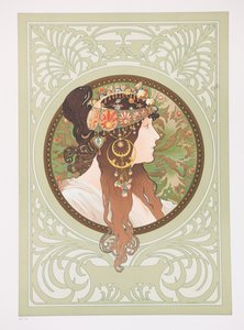 Bizans Başları: Esmer, 1897. by Alphonse Mucha