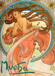 The Arts dizisinden dans, 1898 by Alphonse Mucha