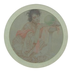 Kristal Küre ile Falcı. by Alphonse Mucha