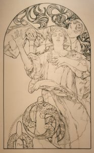 Wurlitzer orglu sinema by Alphonse Mucha
