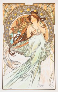 La Musica The Arts dizisinden, 1898. by Alphonse Mucha