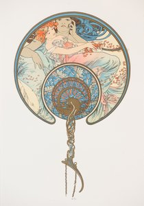 Geçen rüzgar gençliği alıp götürüyor. Hayran, 1899. by Alphonse Mucha