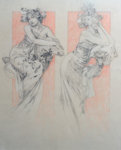 Tablo 12 için ön çizim by Alphonse Mucha