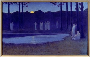 Sembolizm: “” Chants de nuit”” Alphonse Osbert (1857-1939) tarafından tablo 1896 Güneş. 0,77x1,24 m Paris, Orsay Müzesi
