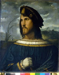 Cesare Borgia (1475-1507). Altobello Melone tarafından 16. yüzyıl tablosu. Carrara Akademisi. Bergamo
