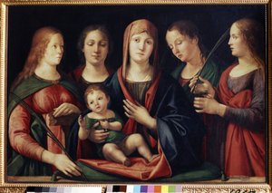 Marie Madeleine Sainte Catherine ile Bakire ve Çocuk ve iki aziz (Madonna ve Mary Magdalen ile Çocuk, Saint Catherine ve iki aziz). Alvise Vivarini