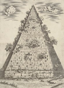 C. Cestii Epulon'un mezarı bu arada ve en asil ve en eski olan piramit ve kare mermer gösterildi. by Ambrogio Brambilla