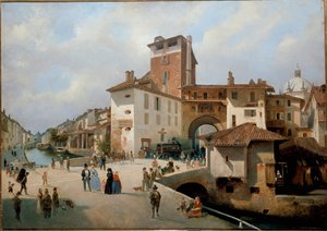 Ticinese kapısının görünümü, Milano (resim by Ambrogio Fermini