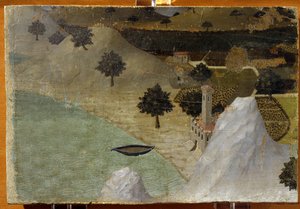 Gölün Kenarında Duran Bir Kale - panelde tempera by Ambrogio Lorenzetti