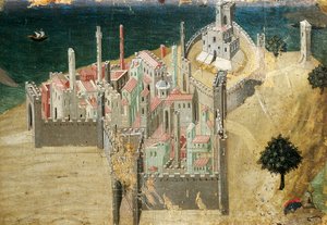 Deniz yoluyla şehir, Ambrogio Lorenzetti (1290-ca 1348) Tempera ve ahşap üzerine altın, 22,5x33,5 cm by Ambrogio Lorenzetti