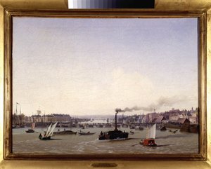 Rouen Limanı, Louis Garneray, sd. 1820 dolaylarında, Tuval üzerine yağlı boya, H. 0.330; L.0.460. CCIP Col. by Ambroise-Louis Garneray